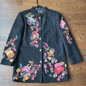 Julia Kin Embroidered Black Women's Jacket Sz.M